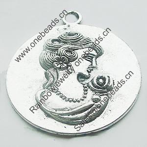 Pendant, Zinc Alloy Jewelry Findings, Lead-free, 39x45mm, Sold by Bag