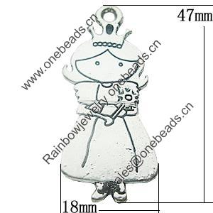 Pendant, Zinc Alloy Jewelry Findings, Lead-free, 18x47mm, Sold by Bag