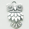 Pendant, Zinc Alloy Jewelry Findings, Lead-free, Owl 11x18mm, Sold by Bag