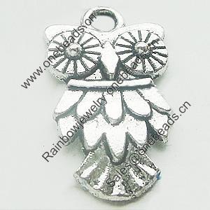 Pendant, Zinc Alloy Jewelry Findings, Lead-free, Owl 11x18mm, Sold by Bag