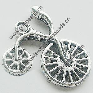 Pendant, Zinc Alloy Jewelry Findings, Lead-free, Bike 25x26mm, Sold by Bag