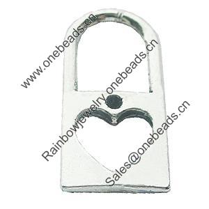 Pendant, Zinc Alloy Jewelry Findings, Lead-free, Lock 12x25mm, Sold by Bag