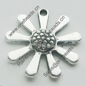 Pendant, Zinc Alloy Jewelry Findings, Lead-free, Flower 22x22mm, Sold by Bag