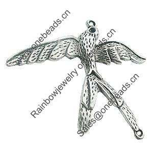 Connectors, Zinc Alloy Jewelry Findings, Lead-free, Bird 52x56mm, Sold by Bag
