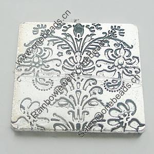 Pendant, Zinc Alloy Jewelry Findings, Lead-free, Square 32mm, Sold by Bag