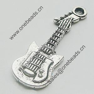 Pendant, Zinc Alloy Jewelry Findings, Lead-free, Guitar 10x32mm, Sold by Bag