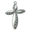 Pendant, Zinc Alloy Jewelry Findings, Lead-free, Cross 24x38mm, Sold by Bag