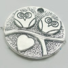 Pendant, Zinc Alloy Jewelry Findings, Lead-free, Flat Round 25mm, Sold by Bag