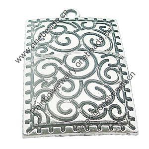 Pendant, Zinc Alloy Jewelry Findings, Lead-free, Rectangle 29x48mm, Sold by Bag