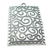 Pendant, Zinc Alloy Jewelry Findings, Lead-free, Rectangle 29x48mm, Sold by Bag