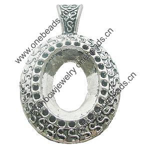 Zinc Alloy Pendant Settings, Lead-free, Outside diameter:32x52mm, Interior diameter:18x25mm, Sold by Bag 