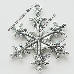 Pendant, Zinc Alloy Jewelry Findings, Lead-free, Snow 22x29mm, Sold by Bag