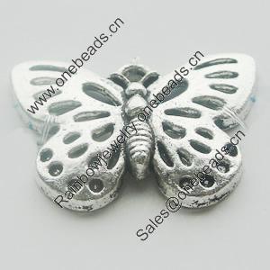 Pendant, Zinc Alloy Jewelry Findings, Lead-free, Butterfly 25x17mm, Sold by Bag