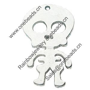 Pendant, Zinc Alloy Jewelry Findings, Lead-free, Skeleton 23x39mm, Sold by Bag