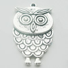 Pendant, Zinc Alloy Jewelry Findings, Lead-free, Owl 21x36mm, Sold by Bag