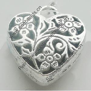 Hollow Bali Pendant Zinc Alloy Jewelry Findings, Leaf-free, Heart 20x23mm, Sold by Bag