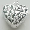 Hollow Bali Pendant Zinc Alloy Jewelry Findings, Leaf-free, Heart 20x23mm, Sold by Bag