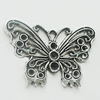 Pendant, Zinc Alloy Jewelry Findings, Lead-free, Butterfly 49x34mm, Sold by Bag
