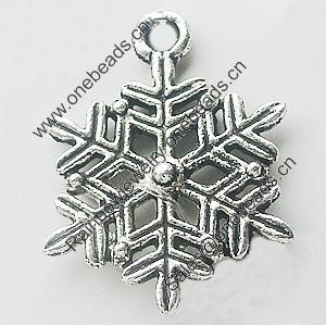 Pendant, Zinc Alloy Jewelry Findings, Lead-free, Snow 19x22mm, Sold by Bag