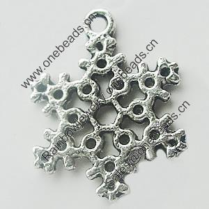 Pendant, Zinc Alloy Jewelry Findings, Lead-free, Snow 18x23mm, Sold by Bag