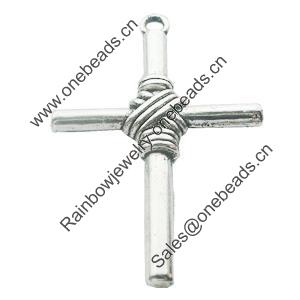 Pendant, Zinc Alloy Jewelry Findings, Lead-free, Cross 32x49mm, Sold by Bag