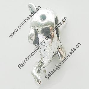 European Style Beads Zinc Alloy Jewelry Findings, Lead-free, 8x15mm Hole:4.5mm, Sold by Bag