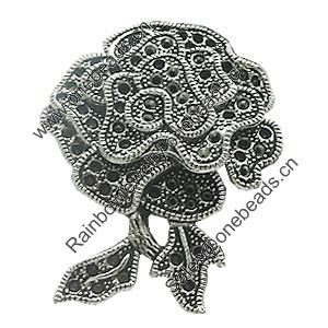 Pendant, Zinc Alloy Jewelry Findings, Lead-free, Flower 35x45mm Hole:5mm, Sold by Bag