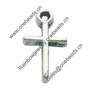 Pendant, Zinc Alloy Jewelry Findings, Lead-free, Crossr 7x13mm, Sold by Bag