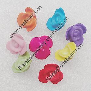 Imitation Wood Acrylic Beads, Mix Color, Flower 14mm Hole:1.5mm, Sold by Bag