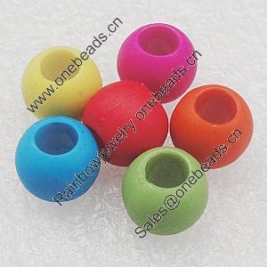 Imitation Wood Acrylic Beads, Mix Color, 10mm Hole:5mm, Sold by Bag