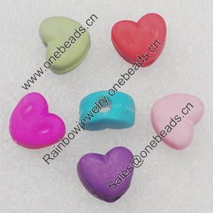 Imitation Wood Acrylic Beads, Mix Color, Heart 12x10mm Hole:3.5mm, Sold by Bag