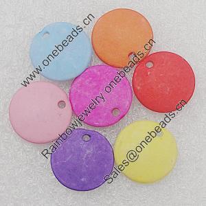 Imitation Wood Acrylic Pendant, Mix Color, Flat Round 14mm Hole:2mm, Sold by Bag