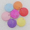 Imitation Wood Acrylic Pendant, Mix Color, Flat Round 14mm Hole:2mm, Sold by Bag