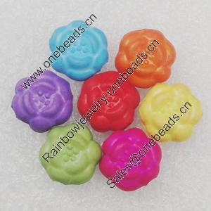 Imitation Wood Acrylic Beads, Mix Color, Flower 12mm Hole:2mm, Sold by Bag
