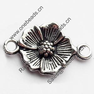 Connector, Zinc Alloy Jewelry Findings, Lead-free, Flower, 25x15mm, Sold by Bag