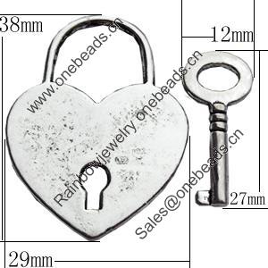 Clasps Zinc Alloy Jewelry Findings Lead-free, Loop:29x38mm Bar:12x27mm, Sold by KG 