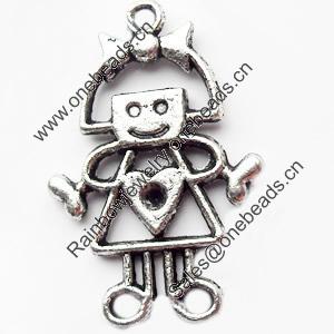 Pendant, Zinc Alloy Jewelry Findings, Lead-free, girl, 18x27mm, Sold by Bag