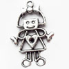 Pendant, Zinc Alloy Jewelry Findings, Lead-free, girl, 18x27mm, Sold by Bag