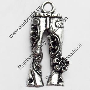 Pendant, Zinc Alloy Jewelry Findings, Lead-free, pants, 11x28mm, Sold by Bag