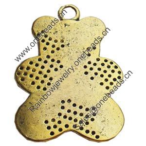 Pendant, Zinc Alloy Jewelry Findings, Lead-free, Bear, 28x42mm, Sold by Bag