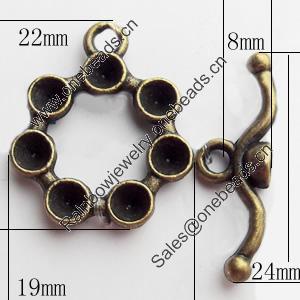 Clasps Zinc Alloy Jewelry Findings Lead-free, Loop:19x22mm Bar:8x24mm, Sold by KG