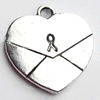 Pendant, Zinc Alloy Jewelry Findings, Lead-free, Heart, 23x23mm, Sold by Bag