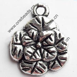 Pendant, Zinc Alloy Jewelry Findings, Lead-free, Flower, 14x17mm, Sold by Bag