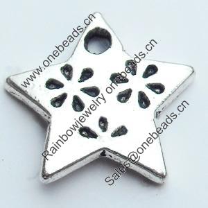 Pendant, Zinc Alloy Jewelry Findings, Lead-free, Star, 14mm, Sold by Bag