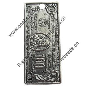 Pendant, Zinc Alloy Jewelry Findings, Lead-free, Rectangle, 18x42mm, Sold by Bag