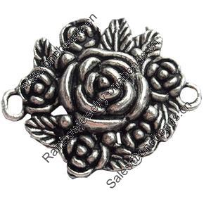 Connector, Zinc Alloy Jewelry Findings, Lead-free, Flower, 29x23mm, Sold by Bag