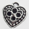 Pendant, Zinc Alloy Jewelry Findings, Lead-free, Heart, 16x18mm, Sold by Bag