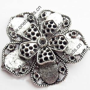 Connector, Zinc Alloy Jewelry Findings, Lead-free, Flower, 50x44mm, Sold by Bag