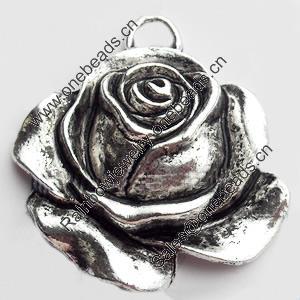 Pendant, Zinc Alloy Jewelry Findings, Lead-free, Flower, 34x36mm, Sold by Bag