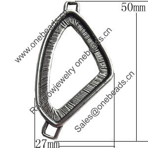 Zinc Alloy Pendant Settings, Lead-free, Outside diameter:27x50mm Inside diameter:24x39mm, Sold by Bag